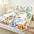 thumbnail image 3 of Feelyou Highland Milk Cow Twin Sheet Sets for Child, Kawaii Hippo Elephant Twin Fitted Sheet, Jungle Animal Party Flat Sheet, Microfiber Bedroom Decor, 3-Piece, 3 of 7