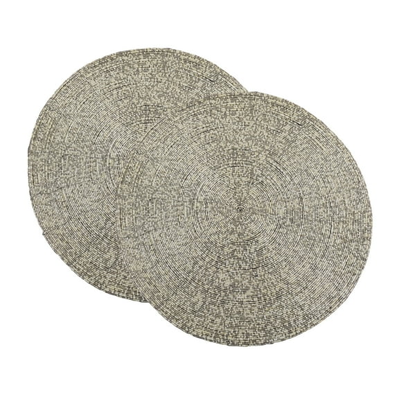 Fennco Styles Parle Noël Collection Contemporary Glass Beaded 14 x 14 Inch Place Mats, Set of 2 – Silver Placemats for Banquets, Family Gathering, Special Events and Home Décor