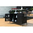 thumbnail image 2 of Outdoor Kitchen Island, Rolling Bar Cart & Storage Cabinet, Farmhouse Solid Wood Outdoor Grill Table with Stainless Steel Top, Spice Rack , Towel Rack for Kitchen & Barbecue, Black, 2 of 33