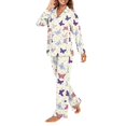 thumbnail image 3 of FOR U DESIGNS Purple Butterfly Womens Button Down Pajama Sets Long Sleeve Pj Pants Set 2 Piece Size XL Sleepwear Long Tops for Women Button Up Loungewear with Pockets, 3 of 7