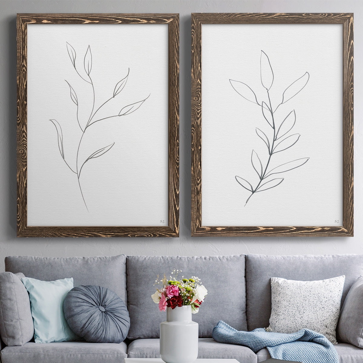 Botanical Gesture I - Premium Framed Canvas 2 Piece Set - Ready to Hang
