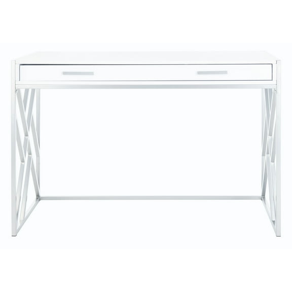 SAFAVIEH Elaine 1-Drawer Writing Desk, White/Silver