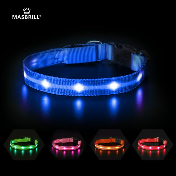 MASBRILL LED Dog Collar, Glowing Night Walking Light Dog Collar