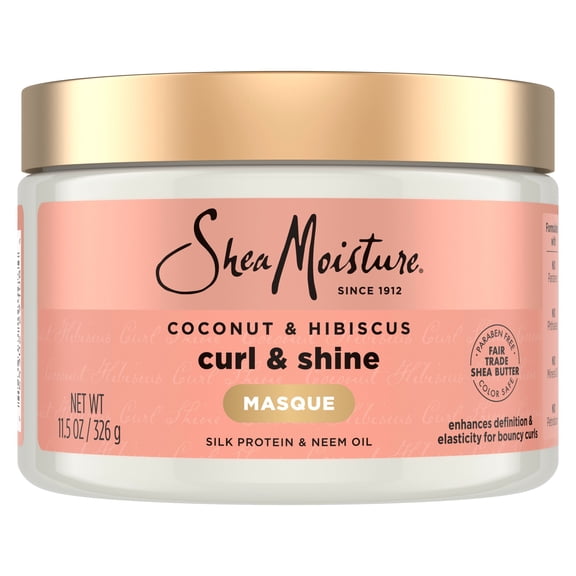 SheaMoisture Hair Mask For Dry Curls Coconut & Hibiscus Hair Mask With Shea Butter ,11.5 oz