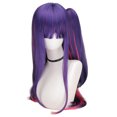 thumbnail image 1 of Peluca de cola de caballo morada sin cola de caballo Peluca de cosplay de anime Peluca multifuncional a juego con ropa, 1 of 3