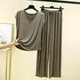 thumbnail image 2 of Timegard Lounge Sets for Women V Neck Cap Sleeve Wide Leg Pants Loose Soft Pajamas Outfits Sleepwear, 2 of 4