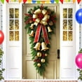 thumbnail image 4 of NWOKYZGH Christmas Door Cover Banner Green Pine Branch Red Bow Hanging Backdrop Photography Decoration 70x35 Inch Outdoor Winter Decor Photography Banner, 4 of 6