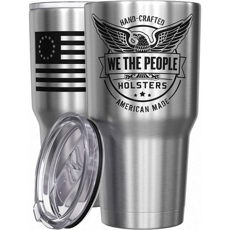 

- WTP Holsters Logo - Betsy Ross Flag - Betsy Ross Mug - American Flag Coffee Travel Mug - American Flag Tumbler - Double Insulated Tumbler - 30 oz
