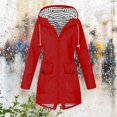 thumbnail image 2 of YDDIAN Womens Full Zip Hoodie Plus Size Hooded Casual Waterproof Raincaots Long Sleeve Fall Outdoor Hiking Long Trench Coats with Pockets Red XL, 2 of 4