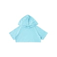 thumbnail image 5 of Yeahdor Kids Girls Short Sleeve Hooded Crop Top Solid Color Sports Running Jogging Tops Light Blue 6, 5 of 7