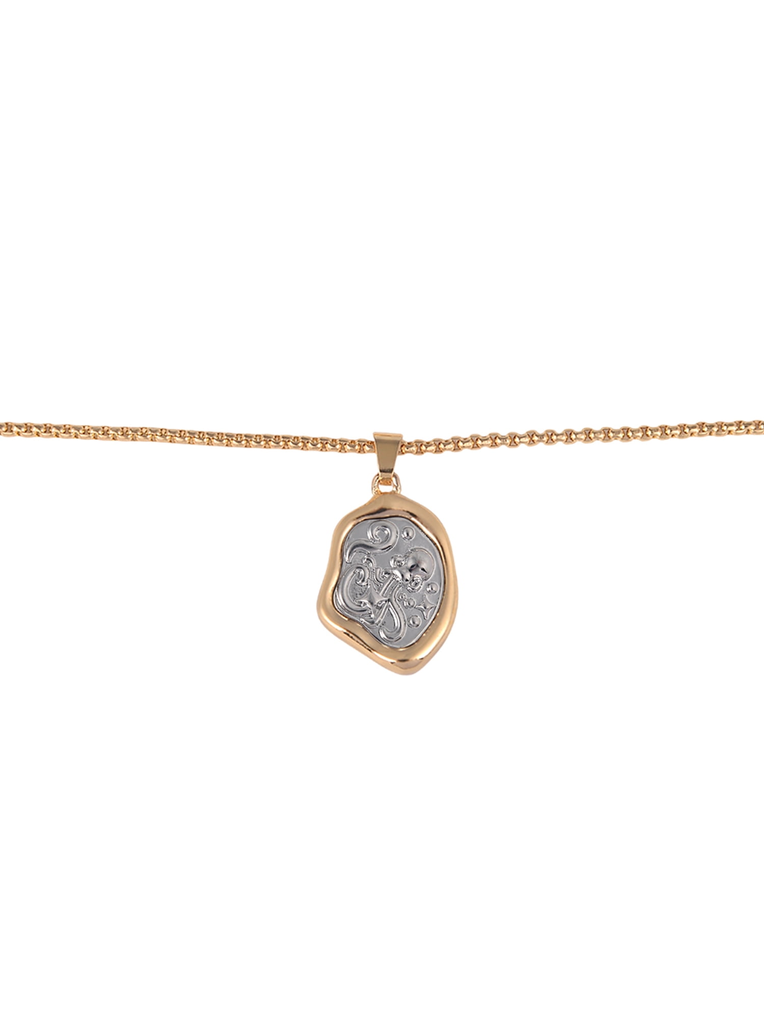 Time and Tru Goldtone Silvertone Reversible Pendant "Aquarius" Necklace