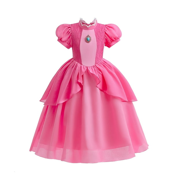 Vestidos COS para niños Vestidos de princesa rosa Falda de manga corta para niños