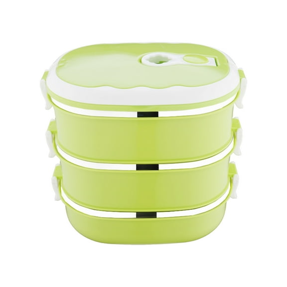 3-Layer 2700ml Rectangular Stainless Steel Lunch Box, Food Storage Container for Hot Food, Portable Thermal Bento Box with Multiple Compartments, Leakproof Reusable