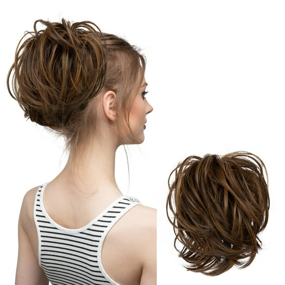 Mother'S Day Real Silk Wig, Messy Hair Bun Hair Pieces Curly Synthetic Updo Scrunchies Ponytail Extension for Women Black 1Pcs, Wig, Closure,Hair Bundles,Lace Frontal,Highlight Cap,Lace Front,Lace