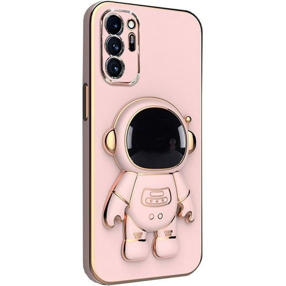 Galaxy Note 20 Ultra Case Cute Plating 3D Astronaut Hidden Kickstand Holder Case Soft TPU Bumper Shockproof Protective Cover Phone Case for Samsung Galaxy Note 20 Ultra 6.9"-Pink