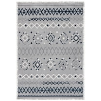 SAFAVIEH Marrakesh Dimas Southwestern Polyester Area Rug, Grey/Navy, 5'3" x 7'6"
