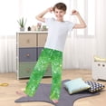thumbnail image 5 of Kids' Pajama Pants Soft Relaxed Fit Sleep Pants Lounge Pants with Pockets Green Ink Splatter Pattern Large, 5 of 9