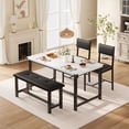 thumbnail image 1 of Wooden Dining Table Set for 4, Small 4-Piece Dining Table with Upholstered Bench and 2 Chairs, Farmhouse Kitchen Table for Kitchen, Dining Room, Apartment, Small Space, 1 of 21