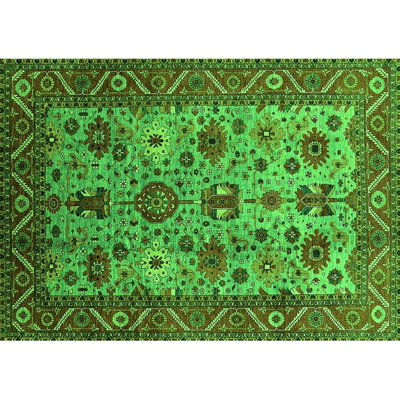 Ahgly Company Indoor Rectangle Oriental Green Industrial Area Rugs, 8' x 10'