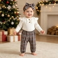 thumbnail image 2 of enyan Baby Girl Clothes Newborn Long Sleeve Sweatshirt Top+Hem Pant+Headband 3Pcs Infant Girls Outfits Set White，9-12 Months, 2 of 7