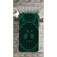 thumbnail image 3 of Ambesonne Celtic Quilted Bedspread Set 2 Pcs, Tree of Life Pattern, Twin Size, Forest Green Black, 3 of 3