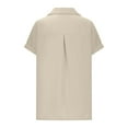 thumbnail image 5 of AherBiu Plus Size Tops for Women Half Button Lapel V Neck Short Sleeve Cotton Linen Shirts Lightweight Summer Casual Blouse, 5 of 7