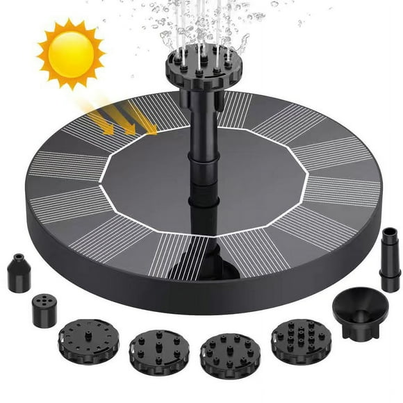 Outdoor Solar Fountain 1.4W Solar Water Pump with 7 Nozzles Kit, for Pond, Garden Pond, Fountain Pool