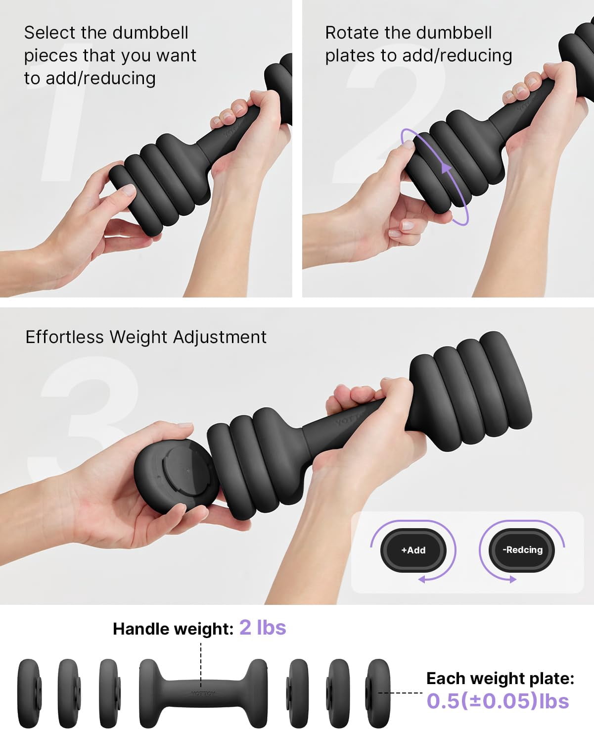 Adjustable Dumbbell Set Of 2  4-in-1 Hand Weights For Women At Home Compact Free Dumbbells With Soft Grip And Base 2-5 Lbs Each Gym