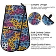 thumbnail image 4 of Dailycode Double Sided Oven Mitt with Loop Heat Resistant Kitchen Long Potholders 7" x 35" Watercolor Leopard Skin, 4 of 6