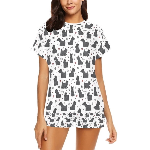 Conjunto de pijama corto para mujer con estampado de Scottish Terriers LKS3015