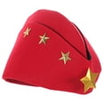thumbnail image 1 of GAXIRE Sombrero de baile marinero, espectáculo de danza cuadrada, abanico de velero, azafata, barco, boinas de cuatro estrellas de otoño, gorra militar (roja), 1 of 4