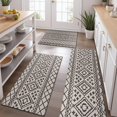thumbnail image 2 of Black Geometric Diamond Striped Pattern Kitchen Rugs Sets Of 3,Kitchen Runner Rugs Non Skid Washable,Decorative Kitchen Floor Mats for Kitchen,Sink,Laundry,17"x30"+ 17"x47" + 17"x59", 2 of 6