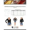 thumbnail image 2 of MixMatchy Women's Solid Ribbed Notched Neckline Long Sleeve Stretch T-Shirt Top, 2 of 6