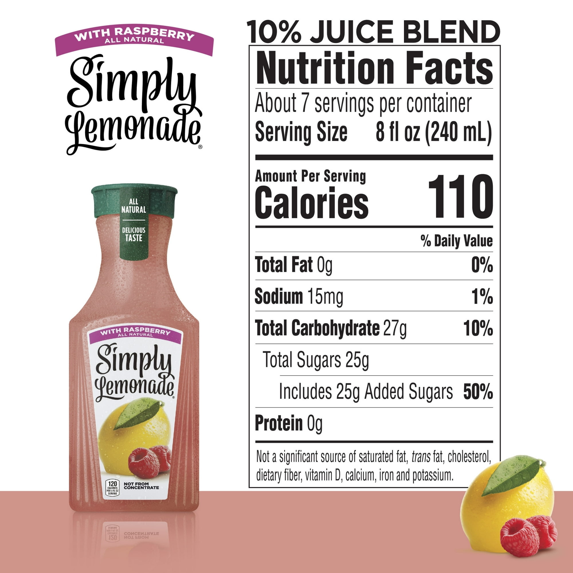 Simply Non GMO All Natural Raspberry Lemonade Raspberry, 52 fl oz Bottle (Pack of 6)