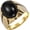 Gold Black, variant on Unisex Stainless Steel Vintage Classic Punk Crack Pattern Simple Flower Shaped Oval Gemstone Signet Ring Comfort Fit