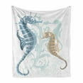 thumbnail image 1 of Animal Soft Flannel Fleece Throw Blanket, Pair of Little and Big Fishes in Soft Colors Featured Design Tropical Creatures, Cozy Plush for Indoor and Outdoor Use, 70" x 90", Blue Cream, by Ambesonne, 1 of 6
