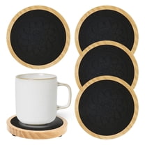 Qenwkxz 5PCS Wood Coasters for Drinks, 4.3 Inch Felt Absorbent Coaster, Non-Slip Drink Coasters for Coffee Tabletop Protection, Non-Stick, Suitable for Kinds of Cups Wooden Table Drink