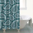 thumbnail image 4 of Teal Paisley Pattern Shower Curtain 72"x84" ,Bathroom Decorative Shower Curtains Set with 12 Hooks,Modern Waterproof Washable Shower Curtain, 4 of 6
