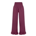 thumbnail image 4 of Nestiefly Womens Wide Leg Pants Drawstring Elastic High Waisted Ruffle Hem Palazzo Pants with Pockets 2026 Purple XL, 4 of 6
