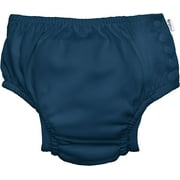 i play by Green Sprouts Reusable, Eco Snap Swim Diaper with Gussets, UPF 50+, Navy, 5TD