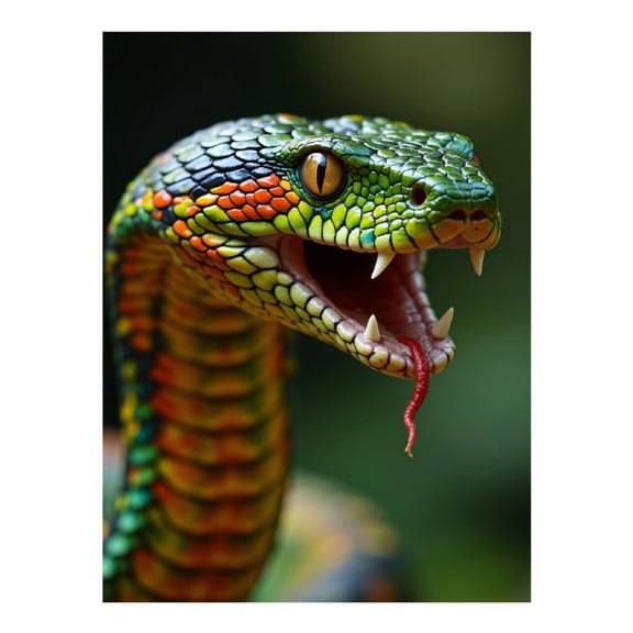 Diamond Art Kits for Adults - Snake Vibrant Scales Open Mouth 5d Diamond Painting for Adults, Diamond Art for Adults Beginners, Frameless Diamond Painting Kits for Adults for Home Wall Decor