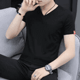 thumbnail image 4 of Camisetas holgadas con cuello en V para hombre, camisetas sencillas, ropa de calle informal, camisetas para hombre, camisetas estampadas, venta al por mayor, suaves, góticas, grunge, originales, 4 of 5