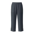 thumbnail image 4 of Stralyhd Capris for Women Cotton Linen Pants 2026 Summer Casual Capri Straight Leg Elastic Drawstring Trousers with Pockets Dark Gray S, 4 of 7