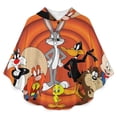 thumbnail image 2 of Looney Tunes Cartoons Wearable Blanket Poncho Cape Wrap for Adult, Ultra Soft Flannel Shawl Blanket for Womens Mens, 2 of 7