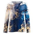 thumbnail image 5 of Women's O-Neck Lace Patchwork Tops Plus Size Long Sleeve Pullover Classic-Fit Hollow Out Gradient T-Shirts, 5 of 5