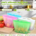 thumbnail image 2 of Sacs de Rangement Alimentaire en Silicone 4 Paquets de Sacs de Rangement Alimentaire Réutilisables (Debout) Adaptés pour le Stockage de Divers Aliments Congélation, Conservation, Cuisson, Chauffage (Bleu Blanc Rose Vert), 2 of 5