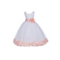 thumbnail image 2 of Ekidsbridal Girl Formal Flower Girl Dress - White Floral Rose Petals Dress with Tiebow 302T-A (Size: S-16), 2 of 3