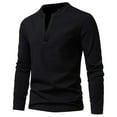 thumbnail image 2 of Annhoo Mens Cotton T-Shirts V Neck Long Sleeve Solid Color Pullover Trendy Stylish Casual Blouses Soft Comfy Daily Tops, 2 of 4