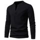 thumbnail image 1 of Blusas y camisas de manga larga con cuello en V para hombre, estilo casual, de color liso, de poliéster y algodón., 1 of 4