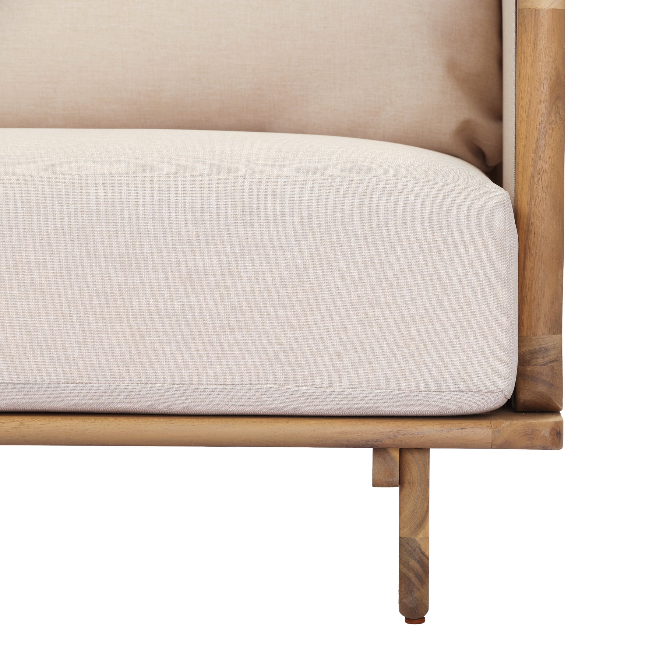 Christopher Knight Home 4-Seater Outdoor Sofa, Acacia Wood Frame with Thick Cushion, Light Teak+Beige